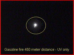 UV only mode -  gasoline fire from 450 meter distance